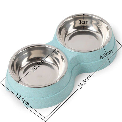 Stainless Steel Double Pet Bowl – Dog & Cat Food and Water Feeder - Pawdorable.store