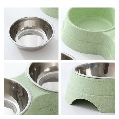 Stainless Steel Double Pet Bowl – Dog & Cat Food and Water Feeder - Pawdorable.store