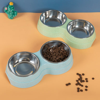 Stainless Steel Double Pet Bowl – Dog & Cat Food and Water Feeder - Pawdorable.store