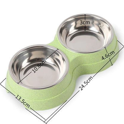Stainless Steel Double Pet Bowl – Dog & Cat Food and Water Feeder - Pawdorable.store