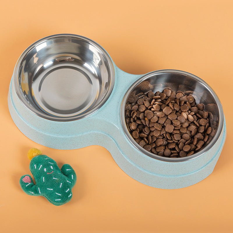 Stainless Steel Double Pet Bowl – Dog & Cat Food and Water Feeder - Pawdorable.store